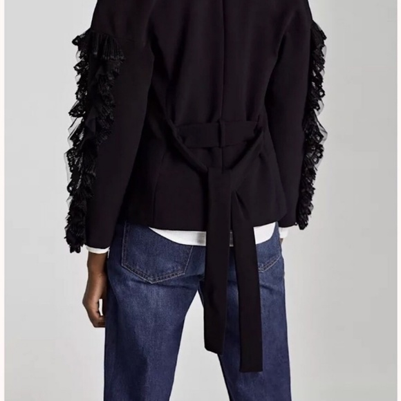 NWT Zara Black Blazer with Lace - Picture 7 of 8